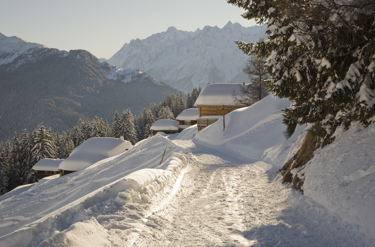 Snow covered road in the mountains